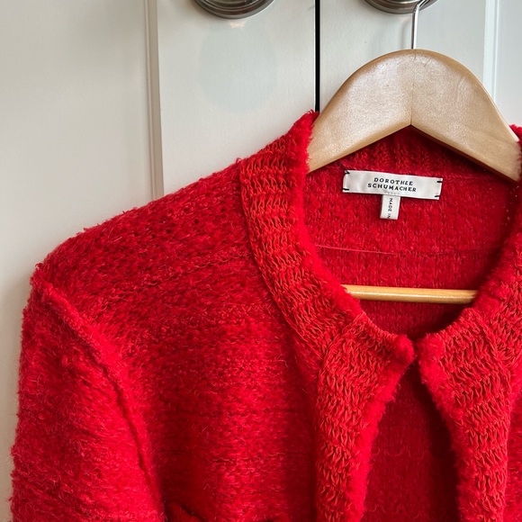 Dorothee Schumacher Texture Knit Cardigan, Size 1 (US 4), Red - Picture 5 of 13